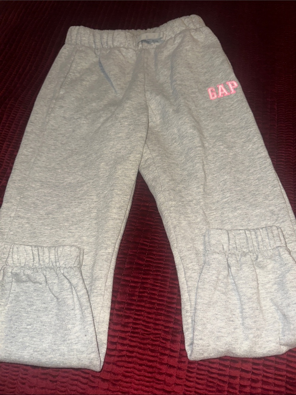 GAP Gray Sweatpants with Pink Logo Accent